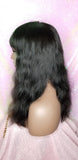 Wig Virgin Brazilian Remy 100% Human Hair Natural Loose Waves Full Wig with Bangs - Beauty Blessing Wigs & Hair Extensions Boutique