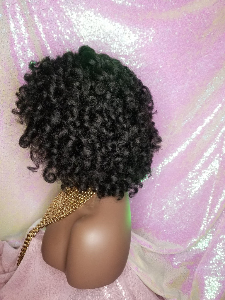 Kinky Afro Curl Lace Front Wig Curly Natural Yaki Texture Bob Wig - Beauty Blessing Wigs & Hair Extensions Boutique
