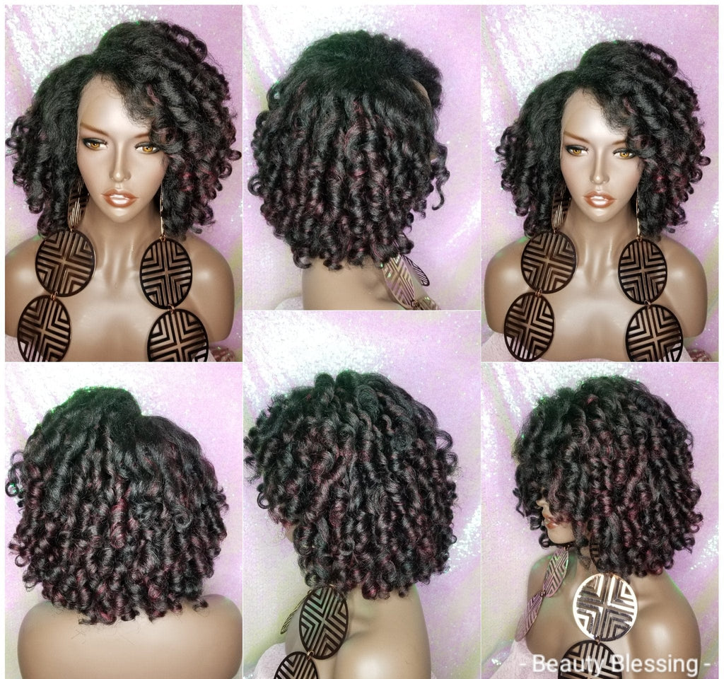 Kinky Afro Curl Lace Front Wig Curly Natural Yaki Texture Bob Wig - Beauty Blessing Wigs & Hair Extensions Boutique