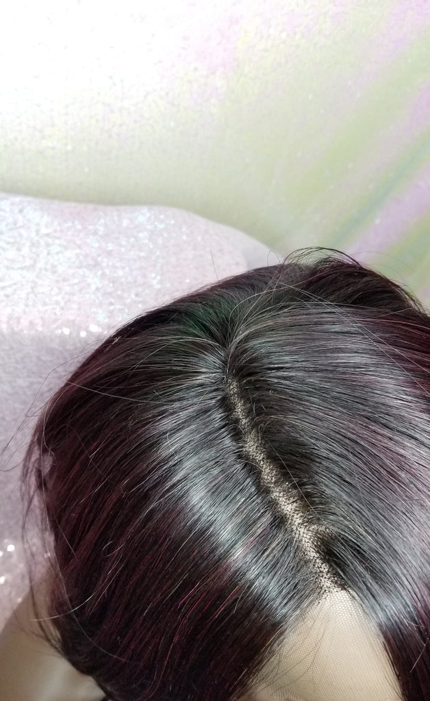 Glueless Brazilian Remy  Lace Front Human Hair Wig Straight Dark Plum Wine 99J Short Bob  - Beauty Blessing Wigs & Hair Extensions Boutique