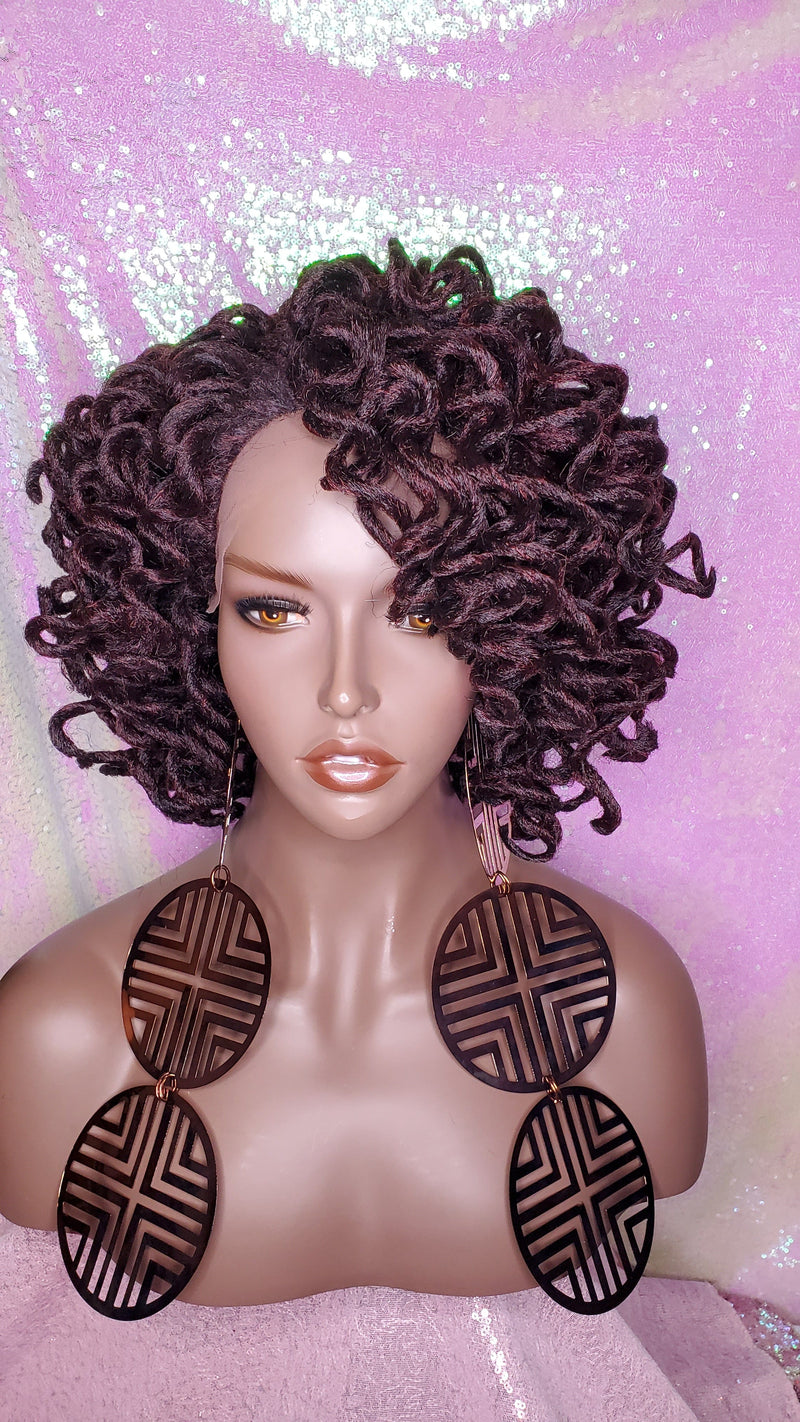 Ledisi Inspired Sister Locs Curly Premium Fiber 99J Hair Lace Front Wig Braids - Beauty Blessing Wigs & Hair Extensions Boutique