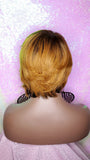 WIG Ombre Auburn Strawberry Blonde Bob Human Hair Brazilian Remy Short Hair Bob Style Full Cap Wig - Beauty Blessing Wigs & Hair Extensions Boutique