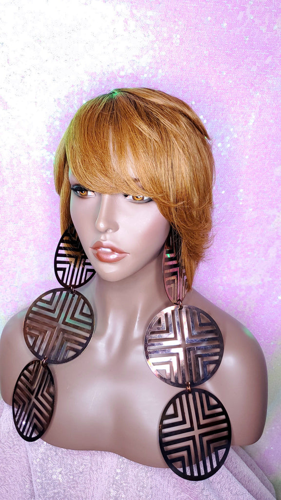 WIG Ombre Auburn Strawberry Blonde Bob Human Hair Brazilian Remy Short Hair Bob Style Full Cap Wig - Beauty Blessing Wigs & Hair Extensions Boutique