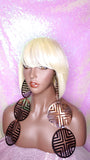 Razor Cut Short Bob 100% Human Hair Full Wap Wig Blonde Wig - Beauty Blessing Wigs & Hair Extensions Boutique