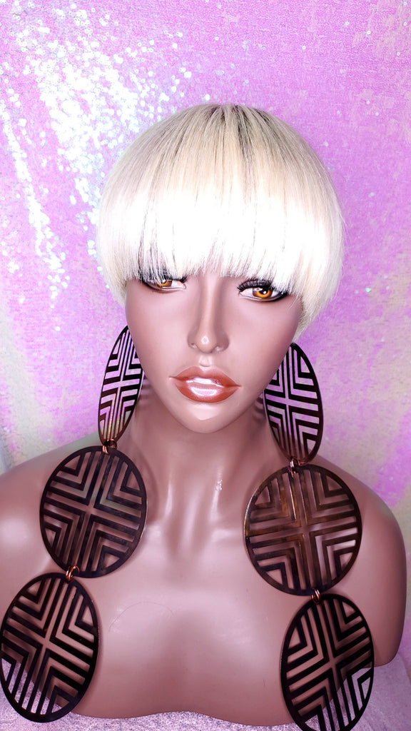 Pixie Cut Bowl Cut Wig Celebrity Inspired Hairstyle 100% Remy Human Hair Blonde Hair Wig - Beauty Blessing Wigs & Hair Extensions Boutique