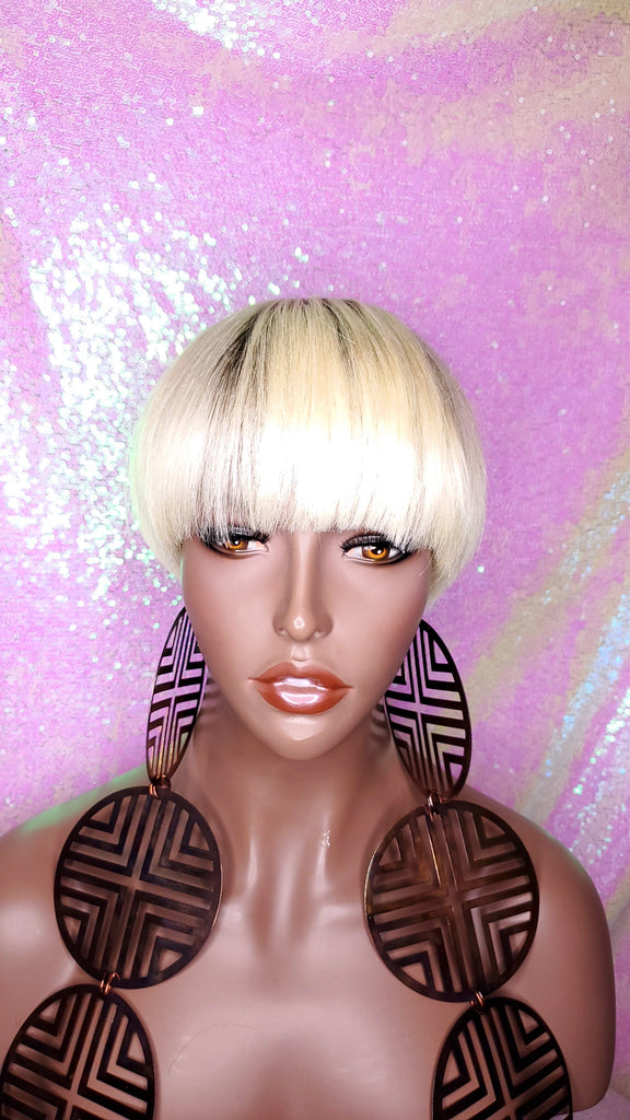 Pixie Cut Bowl Cut Wig Celebrity Inspired Hairstyle 100% Remy Human Hair Blonde Hair Wig - Beauty Blessing Wigs & Hair Extensions Boutique