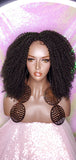 Messy Bohemian Afro Kinky Coil Curly Natural Hair Lace Front Wig Premium Fiber Goddess Curl Hair Wig - Beauty Blessing Wigs & Hair Extensions Boutique
