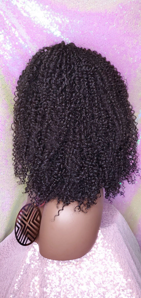 Messy Bohemian Afro Kinky Coil Curly Natural Hair Lace Front Wig Premium Fiber Goddess Curl Hair Wig - Beauty Blessing Wigs & Hair Extensions Boutique