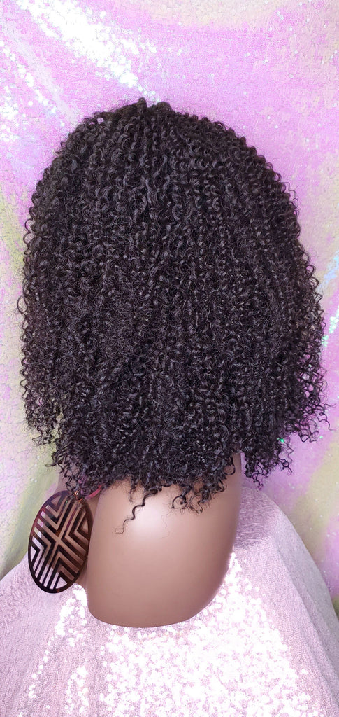 Messy Bohemian Afro Kinky Coil Curly Natural Hair Lace Front Wig Premium Fiber Goddess Curl Hair Wig - Beauty Blessing Wigs & Hair Extensions Boutique