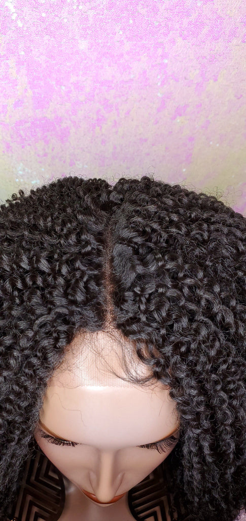 Messy Bohemian Afro Kinky Coil Curly Natural Hair Lace Front Wig Premium Fiber Goddess Curl Hair Wig - Beauty Blessing Wigs & Hair Extensions Boutique