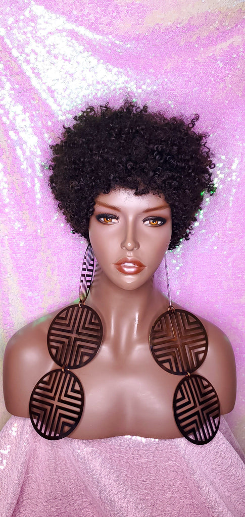 Mongolian Virgin Short Afro Coil Kinky Curl Human Hair Wig Glueless Hair Full Natural Wig - Beauty Blessing Wigs & Hair Extensions Boutique