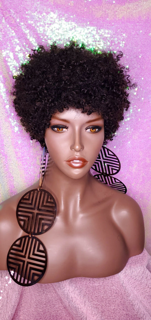 Mongolian Virgin Short Afro Coil Kinky Curl Human Hair Wig Glueless Hair Full Natural Wig - Beauty Blessing Wigs & Hair Extensions Boutique