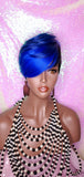 Swoop Bang Pixie Cut Royal Blue Hair Premium Fiber Wig - Beauty Blessing Wigs & Hair Extensions Boutique