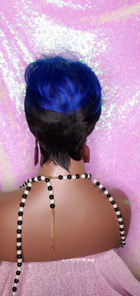 Swoop Bang Pixie Cut Royal Blue Hair Premium Fiber Wig - Beauty Blessing Wigs & Hair Extensions Boutique