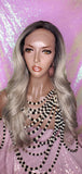 Long Loose Curl Ombre Smoky Gray Glueless Lace Wig Premium Fiber Hair - Beauty Blessing Wigs & Hair Extensions Boutique