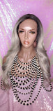 Long Loose Curl Ombre Smoky Gray Glueless Lace Wig Premium Fiber Hair - Beauty Blessing Wigs & Hair Extensions Boutique
