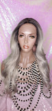 Long Loose Curl Ombre Smoky Gray Glueless Lace Wig Premium Fiber Hair - Beauty Blessing Wigs & Hair Extensions Boutique