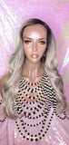 Long Loose Curl Ombre Smoky Gray Glueless Lace Wig Premium Fiber Hair - Beauty Blessing Wigs & Hair Extensions Boutique