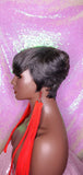 Salt Pepper Gray Hair Wig Swoop Bang Pixie Cut Indian Remy Human Hair Wig Colored Gray Hair Wig - Beauty Blessing Wigs & Hair Extensions Boutique