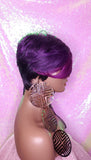 Purple Ombre Pixie Cut Wig with Swoop Bangs Purple Hair Wig Premium Fiber Purple Pixie Cut Hair Wig - Beauty Blessing Wigs & Hair Extensions Boutique