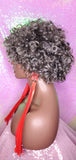 Short Loose Curl Salt Pepper Brazilian Remy 100% Human Hair Full Wig - Beauty Blessing Wigs & Hair Extensions Boutique