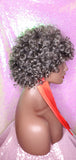 Short Loose Curl Salt Pepper Brazilian Remy 100% Human Hair Full Wig - Beauty Blessing Wigs & Hair Extensions Boutique