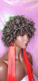 Short Loose Curl Salt Pepper Brazilian Remy 100% Human Hair Full Wig - Beauty Blessing Wigs & Hair Extensions Boutique