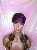Purple Razor Cut Pixie Cut Peruvian Remy Human Hair Wig Ombre Purple Wig - Beauty Blessing Wigs & Hair Extensions Boutique
