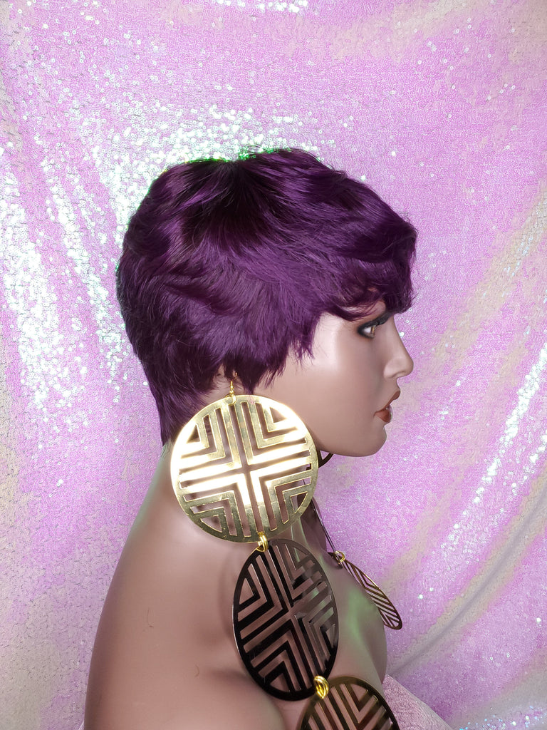 Purple Razor Cut Pixie Cut Peruvian Remy Human Hair Wig Ombre Purple Wig - Beauty Blessing Wigs & Hair Extensions Boutique