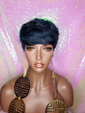 Pixie Cut Peruvian Remy Human Hair Wig Midnight Blue Hair Wig - Beauty Blessing Wigs & Hair Extensions Boutique
