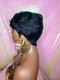 Pixie Cut Peruvian Remy Human Hair Wig Midnight Blue Hair Wig - Beauty Blessing Wigs & Hair Extensions Boutique