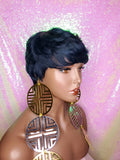 Pixie Cut Peruvian Remy Human Hair Wig Midnight Blue Hair Wig - Beauty Blessing Wigs & Hair Extensions Boutique