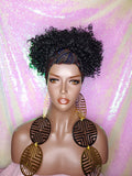 Afro Kinky Puff Curl Turban Wig Black Sequin Head Band Wig - Beauty Blessing Wigs & Hair Extensions Boutique