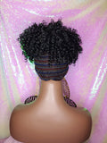 Afro Kinky Puff Curl Turban Wig Black Sequin Head Band Wig - Beauty Blessing Wigs & Hair Extensions Boutique