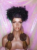 Afro Kinky Puff Curl Turban Wig Black Sequin Head Band Wig - Beauty Blessing Wigs & Hair Extensions Boutique