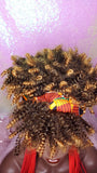 Turban Wig Afro Kinky Puff Bangs Wig Afro Curly Corkscrew Hair Wrap Wig African Print Head Wrap Wig Afro Puff Hair Bang Wig - Beauty Blessing Wigs & Hair Extensions Boutique