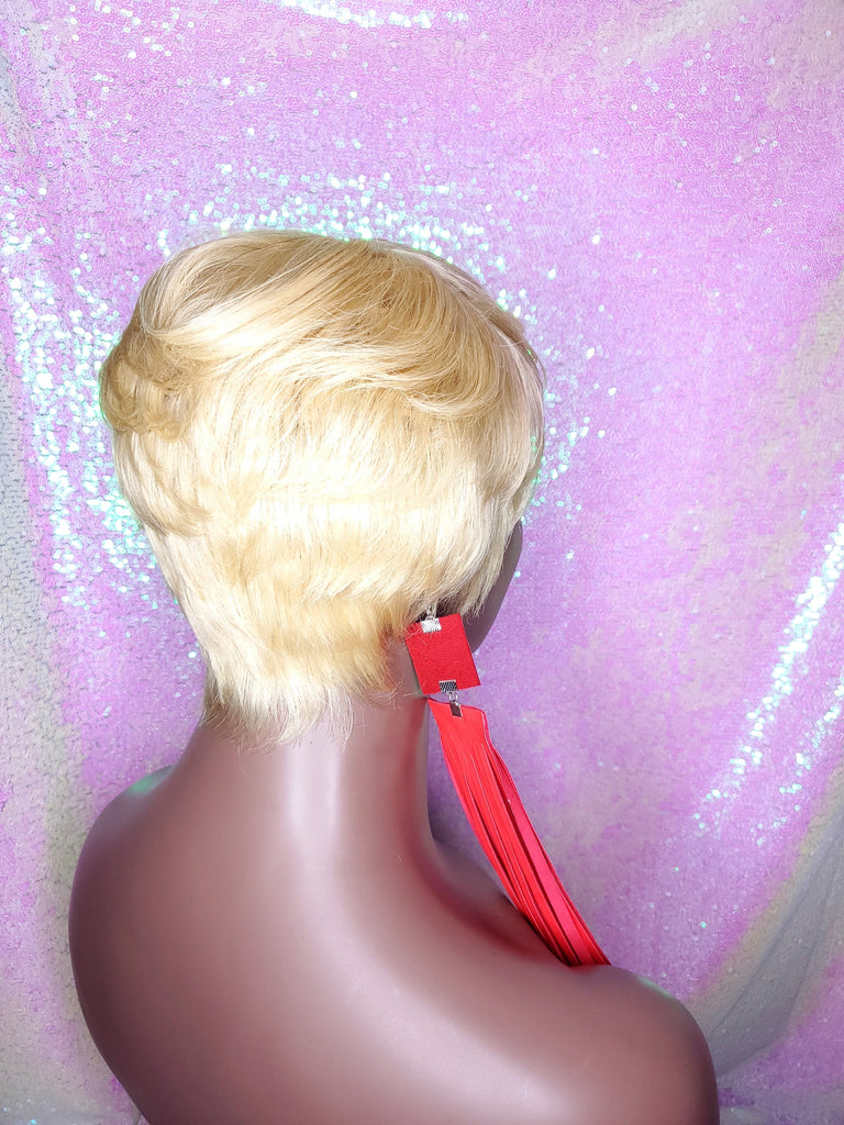 Pixie Cut Straight Boy Cut Wig Brazilian Remy Human Hair  Swoop Bang Wig Layered Tapered Cut Women Blonde Auburn Hair Glueless Wig - Beauty Blessing Wigs & Hair Extensions Boutique