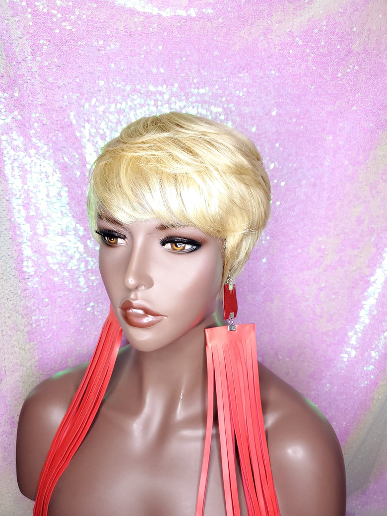 Pixie Cut Straight Boy Cut Wig Brazilian Remy Human Hair  Swoop Bang Wig Layered Tapered Cut Women Blonde Auburn Hair Glueless Wig - Beauty Blessing Wigs & Hair Extensions Boutique