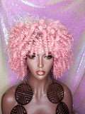Pink Hair Wig Spiral Kinky Afro Curly Hair Premium Fiber Natural Hair Wig - Beauty Blessing Wigs & Hair Extensions Boutique