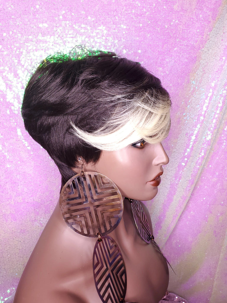 Pixie Cut Tapered Short Cut Blonde Bang Hair Wig Pixie Cut Wig Brown Blonde Wig - Beauty Blessing Wigs & Hair Extensions Boutique