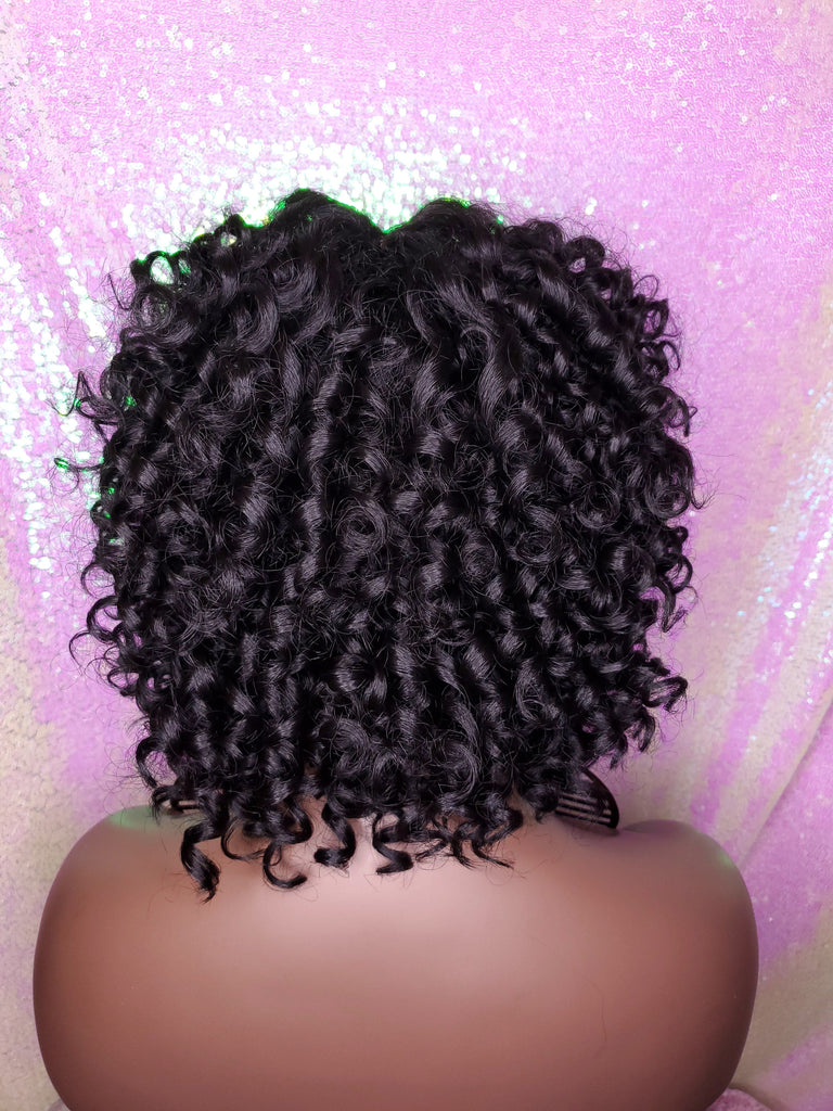 Short Bob Kinky Afro Curl Lace Front Wig Small Wand Curl Bob Natural Yaki Texture Bob Wig Glueless Preplucked Lace Wig - Beauty Blessing Wigs & Hair Extensions Boutique