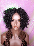 Short Bob Kinky Afro Curl Lace Front Wig Small Wand Curl Bob Natural Yaki Texture Bob Wig Glueless Preplucked Lace Wig - Beauty Blessing Wigs & Hair Extensions Boutique