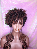 Dreadlocks Short Afro Kinky Coily Twist Natural Hairstyle Wig Ombre Brown Dark Auburn Red Copper Hair Wigs - Beauty Blessing Wigs & Hair Extensions Boutique