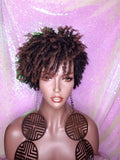 Dreadlocks Short Afro Kinky Coily Twist Natural Hairstyle Wig Ombre Brown Dark Auburn Red Copper Hair Wigs - Beauty Blessing Wigs & Hair Extensions Boutique
