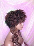 Dreadlocks Short Afro Kinky Coily Twist Natural Hairstyle Wig Ombre Brown Dark Auburn Red Copper Hair Wigs - Beauty Blessing Wigs & Hair Extensions Boutique