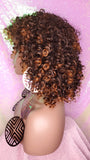 Curly Kinky Afro Spiral Curl Wig Big Ombre Auburn Natural Ombre Brown Auburn Hair Wig - Beauty Blessing Wigs & Hair Extensions Boutique