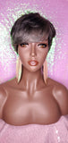 Peruvian Remy 100% Human Hair Pixie Razor Cut 100% Remy Human Hair Wig Gray Black Salt Pepper Color Hair Wig - Beauty Blessing Wigs & Hair Extensions Boutique