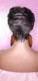 Peruvian Remy 100% Human Hair Pixie Razor Cut 100% Remy Human Hair Wig Gray Black Salt Pepper Color Hair Wig - Beauty Blessing Wigs & Hair Extensions Boutique