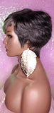 Peruvian Remy 100% Human Hair Pixie Razor Cut 100% Remy Human Hair Wig Gray Black Salt Pepper Color Hair Wig - Beauty Blessing Wigs & Hair Extensions Boutique