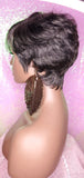 Peruvian Remy 100% Human Hair Pixie Razor Cut 100% Remy Human Hair Wig Gray Black Salt Pepper Color Hair Wig - Beauty Blessing Wigs & Hair Extensions Boutique
